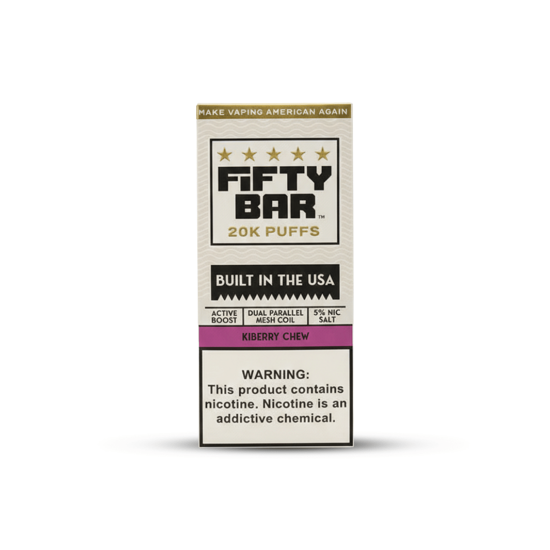 Fifty Bar 20K Puffs Disposable Vape Kiberry Chew Built in USA