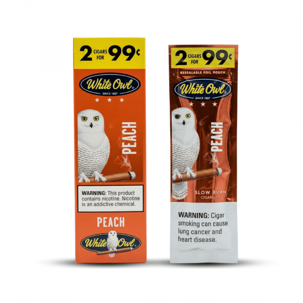 White Owl Peach Slow Burn Cigarillos (2-Count Pouch)