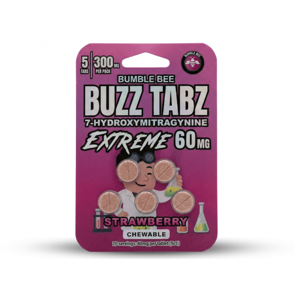 Bumble Bee Buzz Tabz Extreme 7-Hydroxymitragynine Strawberry Chewable Tablets (300mg/5ct)
