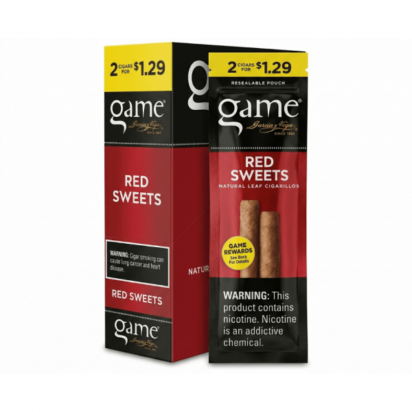 Game Red Sweets Natural Leaf Cigarillos - 2 Cigars per Pouch