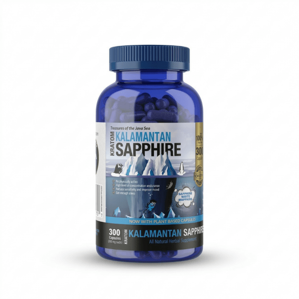 Kalamantan Sapphire Kratom Capsules - 300 Count (300mg per Capsule)