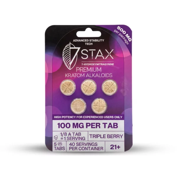 7Stax 7-Hydroxymitragynine Premium Kratom Alkaloid Tablets (500mg Triple Berry)