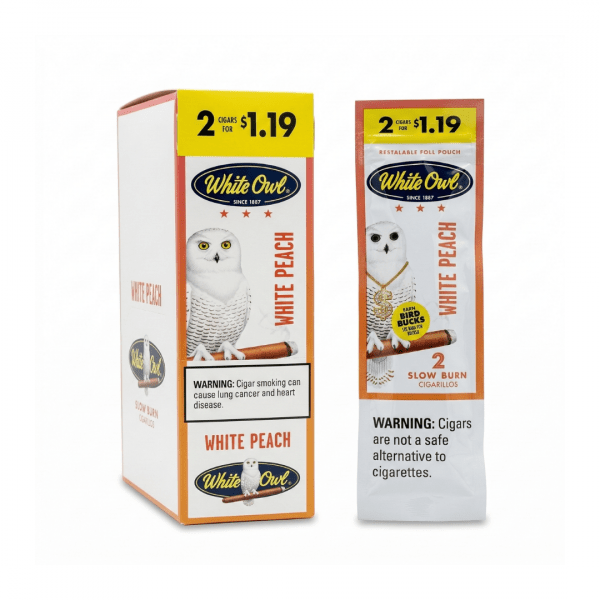 White Owl White Peach Slow Burn Cigarillos (2 Count)