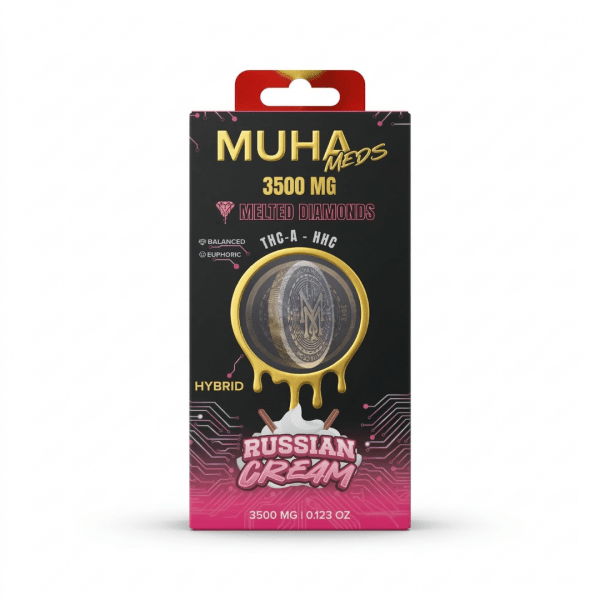 Muha Meds 3500mg Melted Diamonds THC-A + HHC Disposable Vape – Russian Cream (Hybrid)