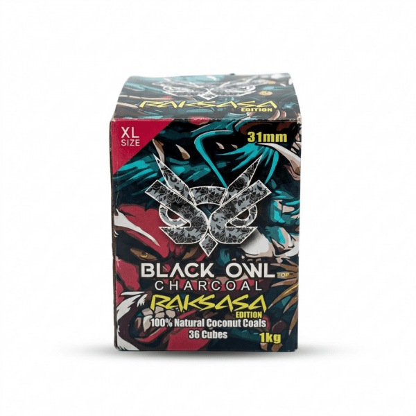 Black Owl Charcoal Raksasa Edition 31mm XL Natural Coconut Coals - 1kg (36 Cubes)