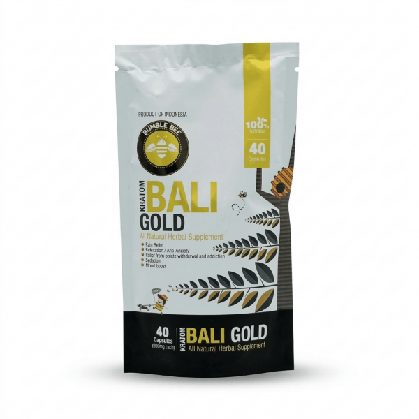 Bumble Bee Kratom Bali Gold 40 Capsules All Natural Herbal Supplement