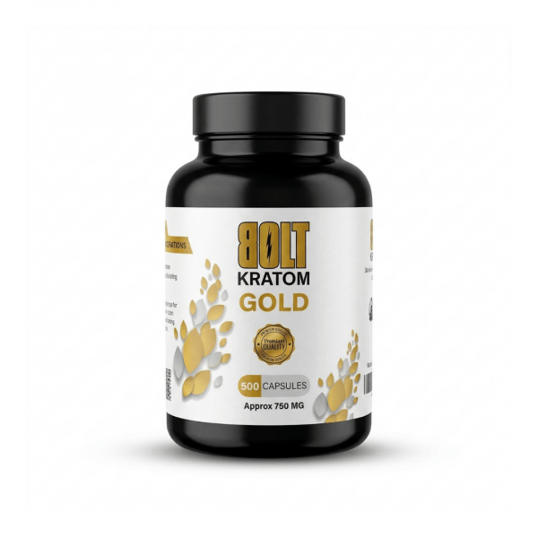 Bolt Kratom Gold 500 Capsules – Premium 750mg Kratom Blend