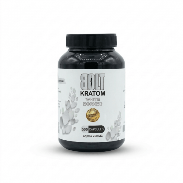 Bolt Kratom White Borneo 500 Capsules (750mg per Capsule)