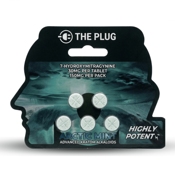 The Plug Arctic Mint 7-Hydroxymitragynine (7-OH) Kratom Alkaloid Tablets – 150mg Pack