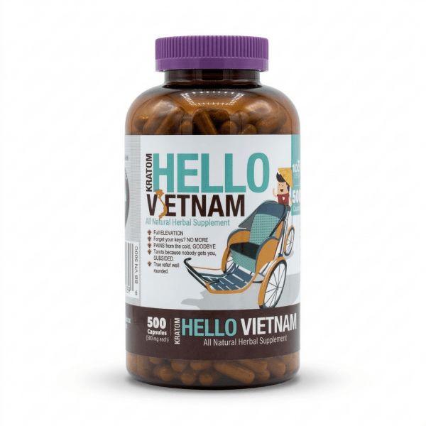 Hello Vietnam Kratom All Natural Herbal Supplement – 500mg Capsules (500 Count)