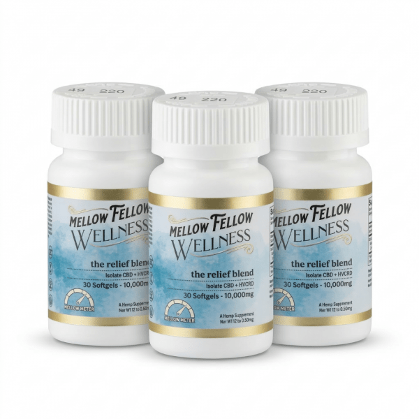 Mellow Fellow Wellness The Relief Blend Isolate CBD + HVCRD 30 Softgels 10,000mg