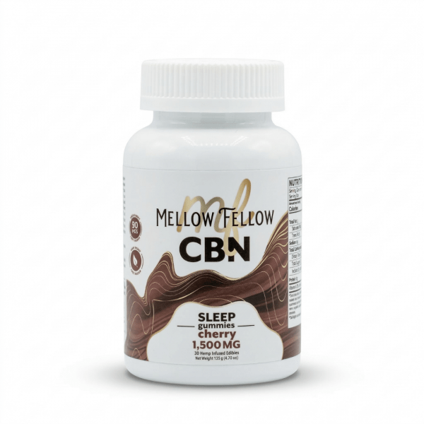 Mellow Fellow CBN Sleep Gummies Cherry 1500mg – 30 Count Hemp Infused Edibles