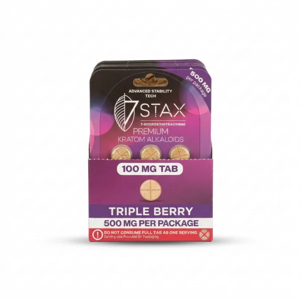 7Stax Premium 7-Hydroxymitragynine Kratom Alkaloid Tablets (Triple Berry) – 500mg